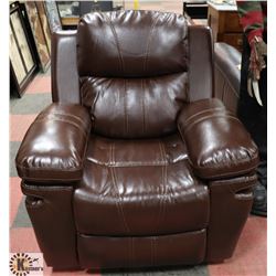 NEW BROWN LEATHERETTE RECLINING SOFA CHAIR