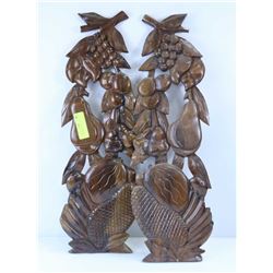 LOT OF 2 WOOD FRUIT ART.