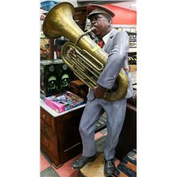 6FT TUBA PLAYER FIGURE, SPEAKER INSIDE OF THE TUBA