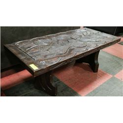 WOOD DECORATIVE COFFEE TABLE, 40"X19"X15".