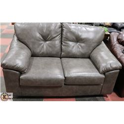 NEW GREY LEATHERETTE 64" LOVE SEAT.