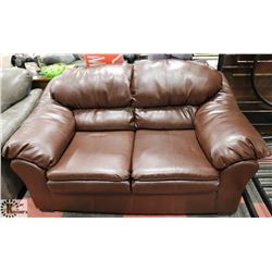 NEW BROWN LEATHERETTE 69" LOVE SEAT.