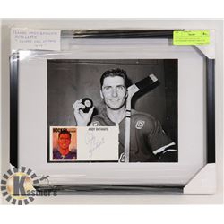 FRAMED ANDY BATHGATE AUTOGRAPH "HOCKEY HALL OF