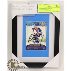 FRAMED PAUL COFFEY AUTOGRAPHED CARD.