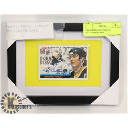 FRAMED MARIO LEMIEUX AUTOGRAPH CARD.