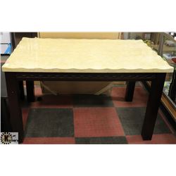 LOT OF 3 STONE TOP STYLE KITCHEN TABLES - AS IS