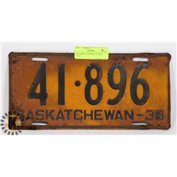 1936 SASKATCHEWAN LICENSE PLATE.
