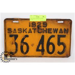 1929 SASKATCHEWAN LICENSE PLATE.