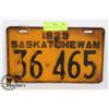 Image 1 : 1929 SASKATCHEWAN LICENSE PLATE.