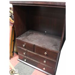 WOOD TONE TV ARMOIRE, 43"X24"X60.5".