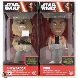 LOT OF 2 STAR WARS BOBBLE HEADS - FINN & CHEWBACCA