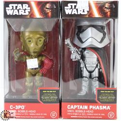 LOT OF 2 STAR WARS BOBBLE HEADS - C3PO & CAPTAIN