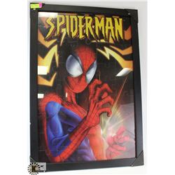 LARGE FRAMED SPIDERMAN PUZZLE.