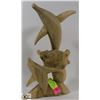 Image 1 : WOOD CARVED DOLPHIN FIGURE.