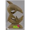 Image 1 : WOOD CARVED DOLPHIN FIGURE.