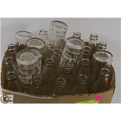 BOX OF 25 VINTAGE POP BOTTLES.