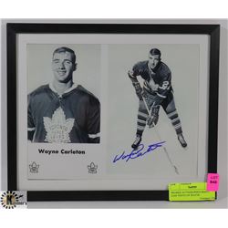 FRAMED AUTOGRAPHED MAPLE LEAF PHOTO OF WAYNE