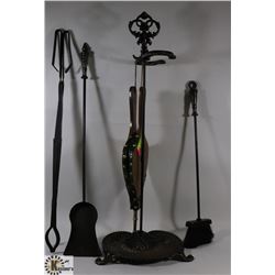 VINTAGE HEAVY CAST IRON FIREPLACE TOOL SET.