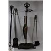 Image 1 : VINTAGE HEAVY CAST IRON FIREPLACE TOOL SET.