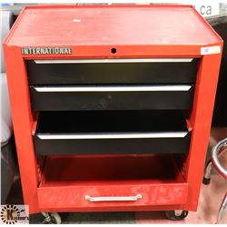 INTERNATIONAL RED AND BLACK TOOL BOX