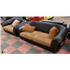 Image 1 : LEATHERETTE AND FABRIC 74" LOVE SEAT AND 90" SOFA