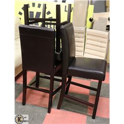 3 PADDED LEATHER CHAIRS.