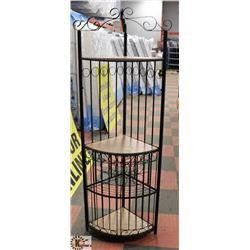 3 TIER CORNER SHELF WITH WINE RACK AND METAL DOORS
