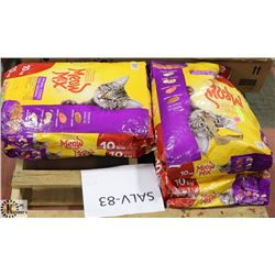 FOUR 10KG BAGS OF MEOW MIX ORIGINAL CAT FOOD