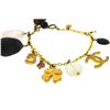 Image 6 : Chanel Gold Tone Cc Logo Crystal Charms No 5 Clover Stone Gems Quartz Bracelet