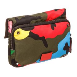 Valentino Nylon Leather Clutch Bag