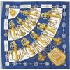 Image 1 : Authentic HERMES "Cliquetis" Blue 100% Silk Scarf