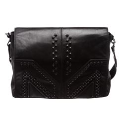 MCM M. Moment Black Leather Messenger Bag