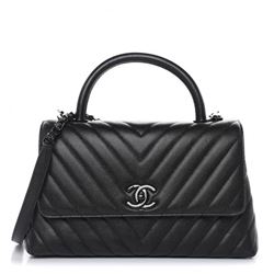 Chanel Caviar Leather Chevron Quilted Handbag