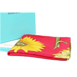 Authentic TIFFANY & Co. Sunflower Design Red 100% Silk Scarf W/bo