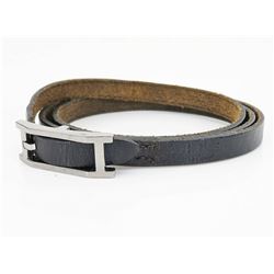 HERMES Black Leather Skiny Belt with Silvertone H Buckle