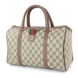 Vintage GUCCI Brown GG Canvas Leather Handbag