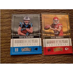 Patrick mahomes Contenders rookie of the year RC and Christian McCaffrey RC lot