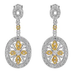 14k Two Tone Gold 0.64CTW Diamond Earrings, (I1-I2/G-I)