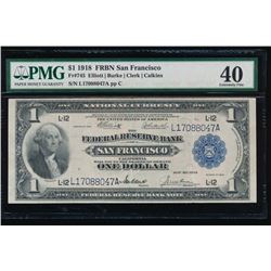 1918 $1 San Francisco Federal Reserve Note PMG 40