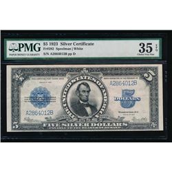 1923 $5 Lincoln Porthole Silver Certificate PMG 35EPQ