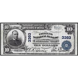 1902 PB $10 Citizens NB of Washington, Pennsylvania CH# 3383 National Currency Note