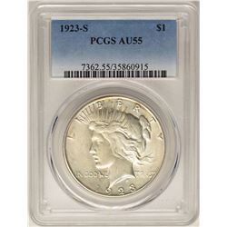 1923-S $1 Peace Silver Dollar Coin PCGS AU55