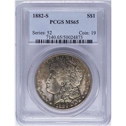 1882-S $1 Morgan Silver Dollar Coin PCGS MS65 Amazing Toning