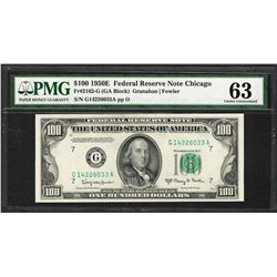 1950E $100 Federal Reserve Note Chicago Fr.2162-G PMG Choice Uncirculated 63