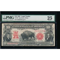 1901 $10 Bison Legal Tender Note PMG 25