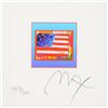 Image 2 : Peter Max, "Flag with Heart on Blue" Framed Limited Edition Lithograph, Numbered 453/500 and Hand Si