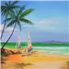 Image 2 : H. Leung, "Summer Sands" Hand Embellished Limited Edition on Canvas, Numbered 2/100 and Hand Signed 