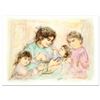 Image 1 : "Marilyn and Children" Limited Edition Lithograph (37" x 27") by Edna Hibel (1917-2014), Numbered an