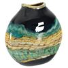 Image 3 : "Small Black Opal Flat Vessel" Hand Blown Glass Vase Sculpture, Hand Signed by GartnerBlade Glass.