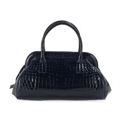 Alexandra Knight Cobalt Glazed Alligator Tote